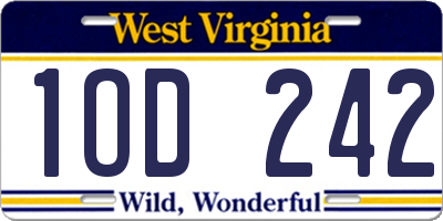 WV license plate 1OD242
