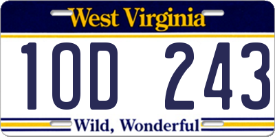 WV license plate 1OD243