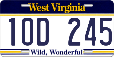 WV license plate 1OD245