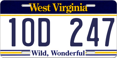 WV license plate 1OD247