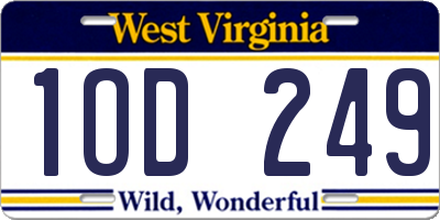 WV license plate 1OD249