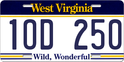WV license plate 1OD250