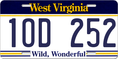 WV license plate 1OD252