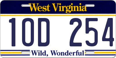 WV license plate 1OD254