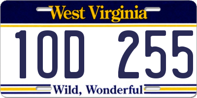 WV license plate 1OD255