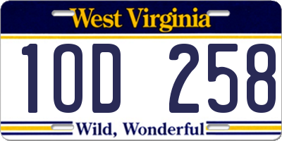 WV license plate 1OD258