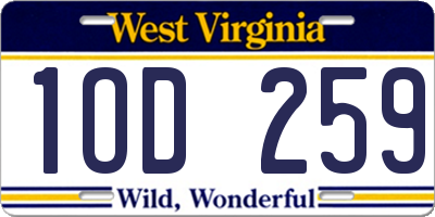 WV license plate 1OD259