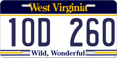 WV license plate 1OD260