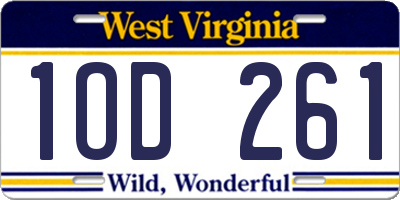 WV license plate 1OD261