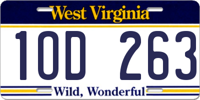WV license plate 1OD263