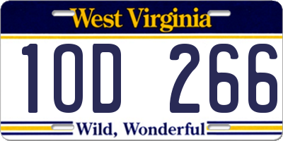 WV license plate 1OD266