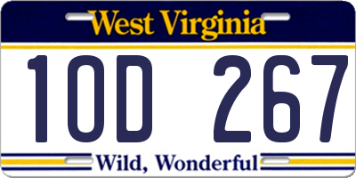 WV license plate 1OD267