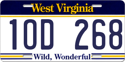 WV license plate 1OD268