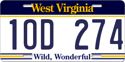 WV license plate 1OD274