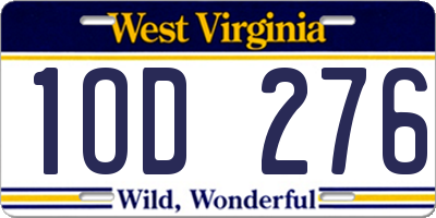 WV license plate 1OD276