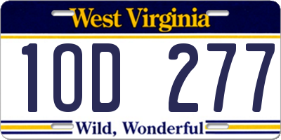 WV license plate 1OD277