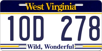 WV license plate 1OD278