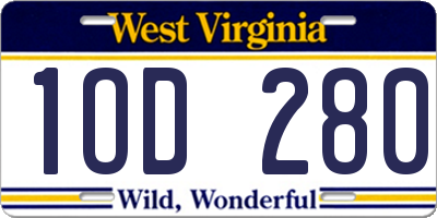 WV license plate 1OD280