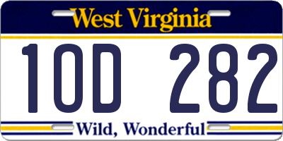 WV license plate 1OD282