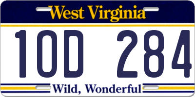 WV license plate 1OD284
