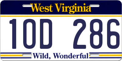 WV license plate 1OD286