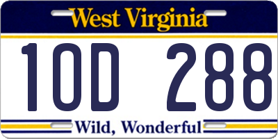 WV license plate 1OD288