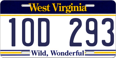 WV license plate 1OD293
