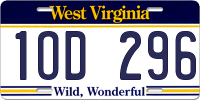 WV license plate 1OD296