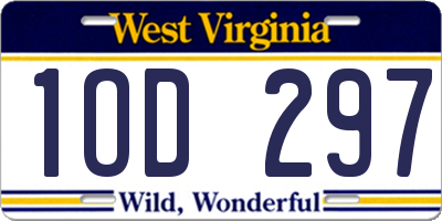 WV license plate 1OD297
