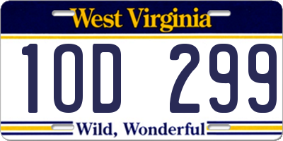 WV license plate 1OD299