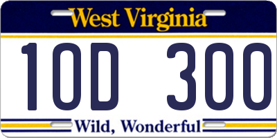 WV license plate 1OD300
