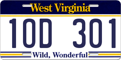 WV license plate 1OD301