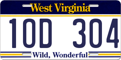 WV license plate 1OD304