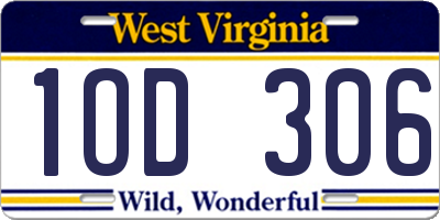 WV license plate 1OD306
