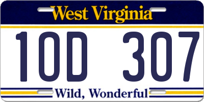 WV license plate 1OD307