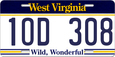 WV license plate 1OD308
