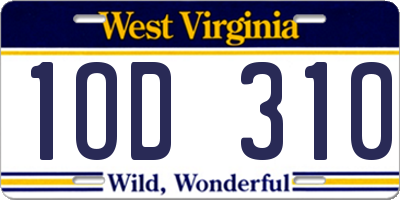 WV license plate 1OD310