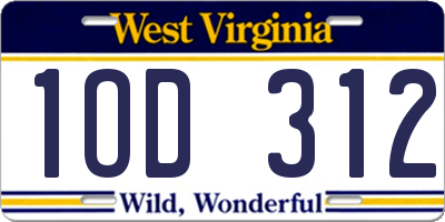 WV license plate 1OD312