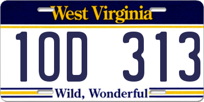 WV license plate 1OD313