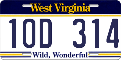 WV license plate 1OD314
