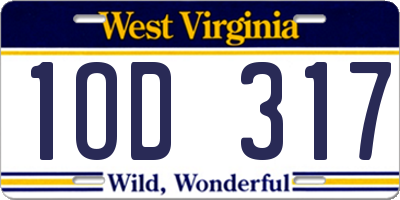 WV license plate 1OD317