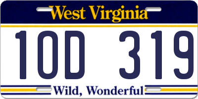 WV license plate 1OD319