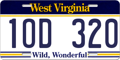 WV license plate 1OD320