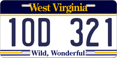WV license plate 1OD321