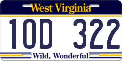 WV license plate 1OD322