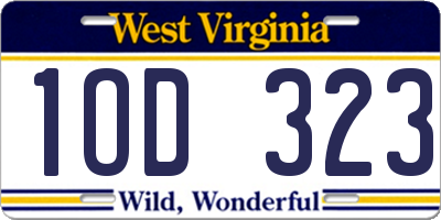 WV license plate 1OD323
