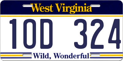 WV license plate 1OD324