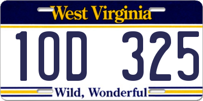 WV license plate 1OD325