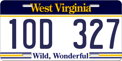 WV license plate 1OD327