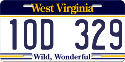WV license plate 1OD329